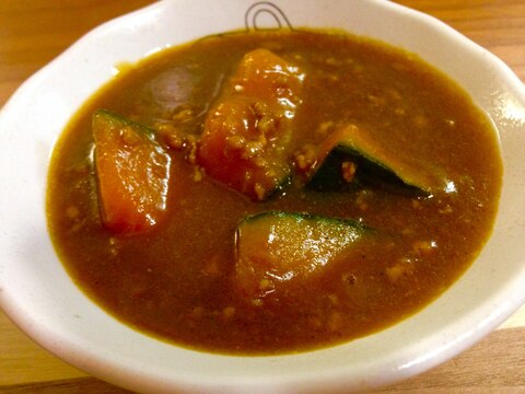 調理時間10分！残ったかぼちゃ煮で♪挽肉カレー♪